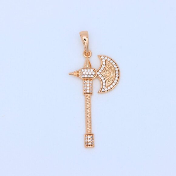 "Rose Gold Axe Pendant with Sparkling Stones – Elegant Design XPPT1381 - Picture 8 of 13